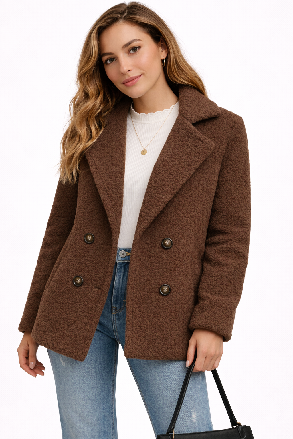 Korte Teddy Jas met Knoopsluiting