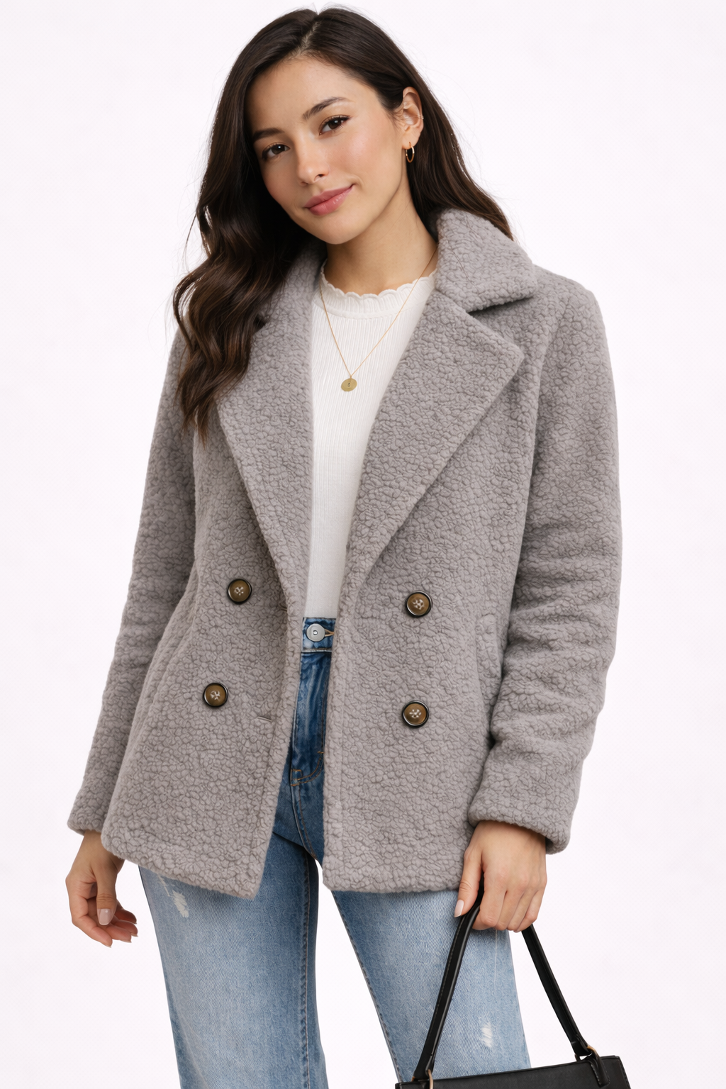 Korte Teddy Jas met Knoopsluiting